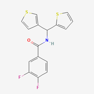molecular formula C16H11F2NOS2 B2385114 3,4-difluoro-N-(thiophen-2-yl(thiophen-3-yl)methyl)benzamide CAS No. 2034305-44-5