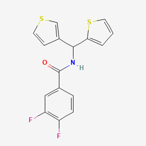 molecular formula C16H11F2NOS2 B2385114 3,4-二氟-N-(噻吩-2-基(噻吩-3-基)甲基)苯甲酰胺 CAS No. 2034305-44-5