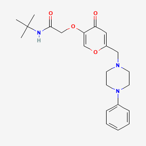 molecular formula C22H29N3O4 B2385134 N-tert-butyl-2-[4-oxo-6-[(4-phenylpiperazin-1-yl)methyl]pyran-3-yl]oxyacetamide CAS No. 898420-48-9