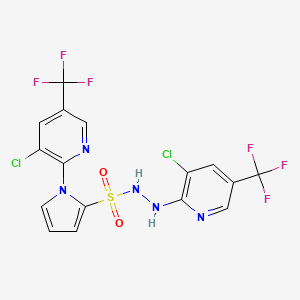 molecular formula C16H9Cl2F6N5O2S B2385148 N',1-ビス[3-クロロ-5-(トリフルオロメチル)-2-ピリジニル]-1H-ピロール-2-スルホンヒドラジド CAS No. 338406-88-5