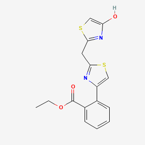 molecular formula C16H14N2O3S2 B2385155 Ethyl 2-{2-[(4-hydroxy-1,3-thiazol-2-yl)methyl]-1,3-thiazol-4-yl}benzenecarboxylate CAS No. 860785-65-5
