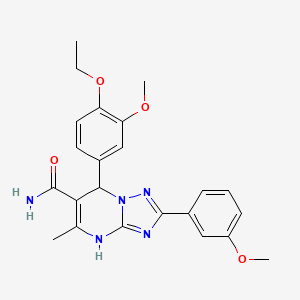 molecular formula C23H25N5O4 B2385178 7-(4-乙氧基-3-甲氧基苯基)-2-(3-甲氧基苯基)-5-甲基-4,7-二氢-[1,2,4]三唑并[1,5-a]嘧啶-6-甲酰胺 CAS No. 538318-74-0