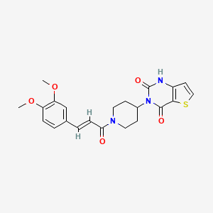 molecular formula C22H23N3O5S B2385180 (E)-3-(1-(3-(3,4-dimethoxyphenyl)acryloyl)piperidin-4-yl)thieno[3,2-d]pyrimidine-2,4(1H,3H)-dione CAS No. 2035000-60-1