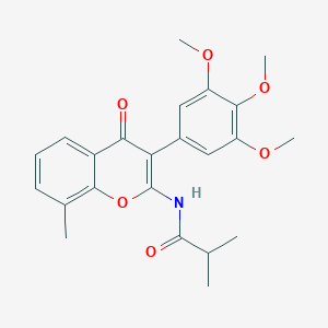 molecular formula C23H25NO6 B2385182 2-甲基-N-[8-甲基-4-氧代-3-(3,4,5-三甲氧基苯基)-4H-色满-2-基]丙酰胺 CAS No. 883962-34-3