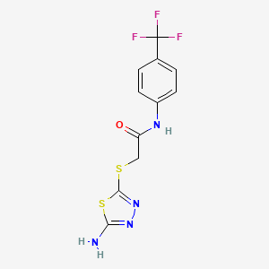 molecular formula C11H9F3N4OS2 B2385214 2-[(5-amino-1,3,4-thiadiazol-2-yl)sulfanyl]-N-[4-(trifluoromethyl)phenyl]acetamide CAS No. 763125-98-0