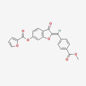molecular formula C22H14O7 B2385225 (Z)-2-(4-(甲氧羰基)亚苄基)-3-氧代-2,3-二氢苯并呋喃-6-基呋喃-2-羧酸酯 CAS No. 858762-48-8