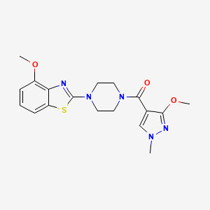 molecular formula C18H21N5O3S B2385236 (3-methoxy-1-methyl-1H-pyrazol-4-yl)(4-(4-methoxybenzo[d]thiazol-2-yl)piperazin-1-yl)methanone CAS No. 1172721-43-5