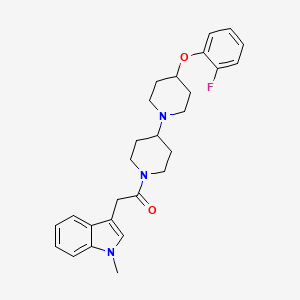 molecular formula C27H32FN3O2 B2385237 1-(4-(2-fluorophenoxy)-[1,4'-bipiperidin]-1'-yl)-2-(1-methyl-1H-indol-3-yl)ethan-1-one CAS No. 2319720-57-3