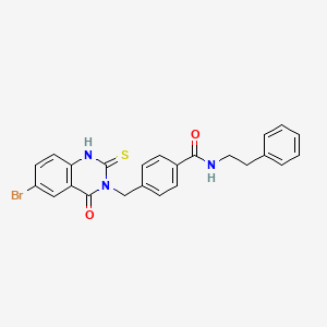 molecular formula C24H20BrN3O2S B2385239 4-((6-bromo-4-oxo-2-thioxo-1,2-dihydroquinazolin-3(4H)-yl)methyl)-N-phenethylbenzamide CAS No. 422287-32-9