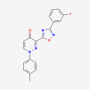 molecular formula C19H13FN4O2 B2385253 3-(3-(3-氟苯基)-1,2,4-恶二唑-5-基)-1-(对甲苯基)吡啶嗪-4(1H)-酮 CAS No. 1113122-44-3