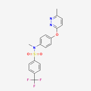 molecular formula C19H16F3N3O3S B2385259 N-甲基-N-(4-((6-甲基吡啶-3-基)氧基)苯基)-4-(三氟甲基)苯磺酰胺 CAS No. 1206998-11-9