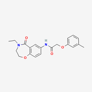 molecular formula C20H22N2O4 B2385261 N-(4-ethyl-5-oxo-2,3-dihydro-1,4-benzoxazepin-7-yl)-2-(3-methylphenoxy)acetamide CAS No. 921996-72-7