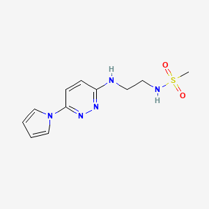molecular formula C11H15N5O2S B2385263 N-(2-((6-(1H-吡咯-1-基)哒嗪-3-基)氨基)乙基)甲磺酰胺 CAS No. 1428378-41-9