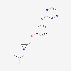 molecular formula C17H21N3O2 B2385270 2-[3-[[1-(2-Methylpropyl)aziridin-2-yl]methoxy]phenoxy]pyrazine CAS No. 2418663-58-6