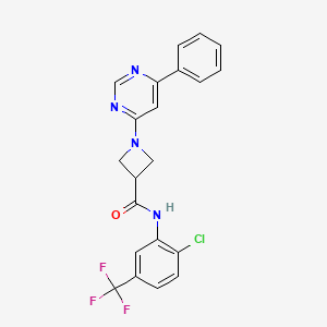 molecular formula C21H16ClF3N4O B2385272 N-[2-chloro-5-(trifluoromethyl)phenyl]-1-(6-phenylpyrimidin-4-yl)azetidine-3-carboxamide CAS No. 2034257-42-4