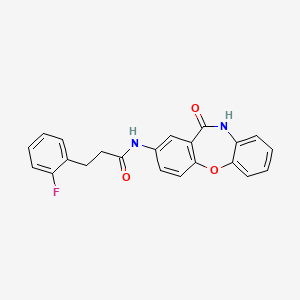 molecular formula C22H17FN2O3 B2385280 3-(2-氟苯基)-N-(11-氧代-10,11-二氢二苯并[b,f][1,4]恶杂环-2-基)丙酰胺 CAS No. 1448128-35-5