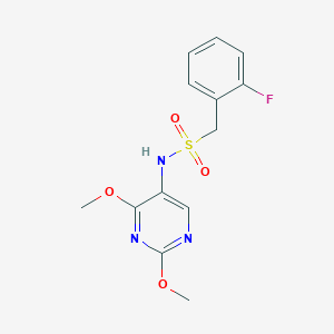 molecular formula C13H14FN3O4S B2385283 N-(2,4-二甲氧基嘧啶-5-基)-1-(2-氟苯基)甲磺酰胺 CAS No. 2190365-85-4