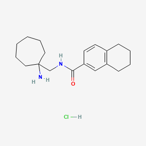 B2385297 N-[(1-Aminocycloheptyl)methyl]-5,6,7,8-tetrahydronaphthalene-2-carboxamide;hydrochloride CAS No. 2418729-87-8