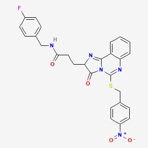 molecular formula C27H22FN5O4S B2385300 N-[(4-氟苯基)甲基]-3-[5-[(4-硝基苯基)甲硫基]-3-氧代-2H-咪唑并[1,2-c]喹唑啉-2-基]丙酰胺 CAS No. 1039013-53-0