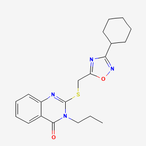 molecular formula C20H24N4O2S B2385315 2-(((3-环己基-1,2,4-恶二唑-5-基)甲基)硫代)-3-丙基喹唑啉-4(3H)-酮 CAS No. 2319897-30-6