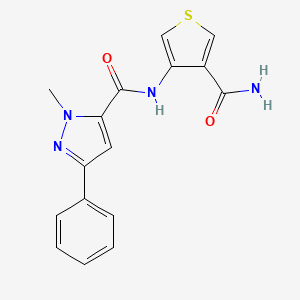 molecular formula C16H14N4O2S B2385329 N-(4-carbamoylthiophen-3-yl)-1-methyl-3-phenyl-1H-pyrazole-5-carboxamide CAS No. 2097867-63-3