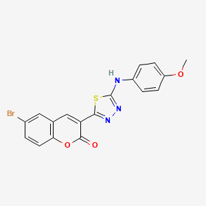molecular formula C18H12BrN3O3S B2385340 6-Bromo-3-[5-(4-methoxyanilino)-1,3,4-thiadiazol-2-yl]chromen-2-one CAS No. 328555-48-2