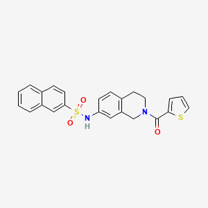molecular formula C24H20N2O3S2 B2385366 萘-2-磺酰胺-N-(2-(噻吩-2-羰基)-1,2,3,4-四氢异喹啉-7-基) CAS No. 955725-81-2