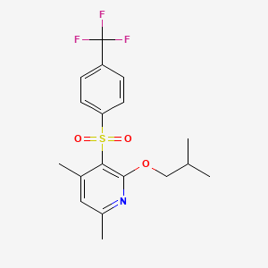 molecular formula C18H20F3NO3S B2385369 2-异丁氧基-4,6-二甲基-3-吡啶基 4-(三氟甲基)苯基砜 CAS No. 339276-95-8