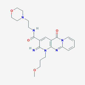 molecular formula C22H28N6O4 B2385413 2-imino-1-(3-methoxypropyl)-N-(2-morpholinoethyl)-5-oxo-2,5-dihydro-1H-dipyrido[1,2-a:2',3'-d]pyrimidine-3-carboxamide CAS No. 618383-62-3