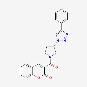 molecular formula C22H18N4O3 B2385431 3-(3-(4-苯基-1H-1,2,3-三唑-1-基)吡咯烷-1-羰基)-2H-色满-2-酮 CAS No. 2034522-67-1