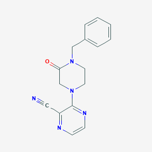 molecular formula C16H15N5O B2385434 3-(4-苄基-3-氧代哌嗪-1-基)吡嗪-2-碳腈 CAS No. 2415554-19-5