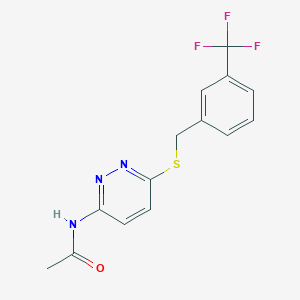 molecular formula C14H12F3N3OS B2385450 N-(6-((3-(trifluoromethyl)benzyl)thio)pyridazin-3-yl)acetamide CAS No. 1021091-47-3