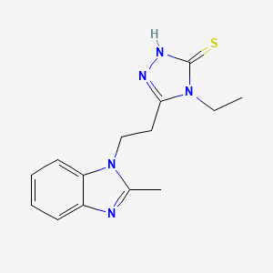 molecular formula C14H17N5S B2385482 4-Ethyl-3-[2-(2-methylbenzimidazol-1-yl)ethyl]-1H-1,2,4-triazole-5-thione CAS No. 2380043-78-5