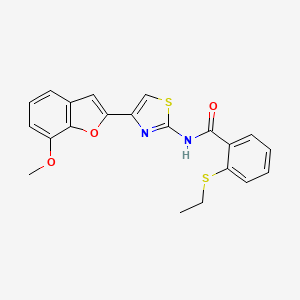 molecular formula C21H18N2O3S2 B2385492 2-(ethylthio)-N-(4-(7-methoxybenzofuran-2-yl)thiazol-2-yl)benzamide CAS No. 921568-28-7