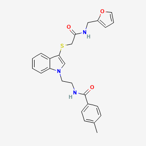 N-(2-(3-((2-((furan-2-ylmethyl)amino)-2-oxoethyl)thio)-1H-indol-1-yl)ethyl)-4-methylbenzamide