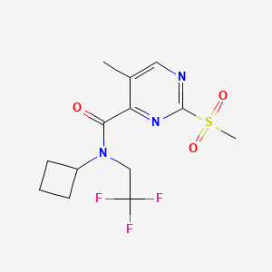 molecular formula C13H16F3N3O3S B2385509 N-Cyclobutyl-5-methyl-2-methylsulfonyl-N-(2,2,2-trifluoroethyl)pyrimidine-4-carboxamide CAS No. 2194615-73-9