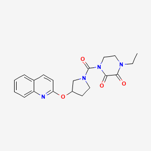 molecular formula C20H22N4O4 B2385516 1-乙基-4-(3-(喹啉-2-氧基)吡咯烷-1-羰基)哌嗪-2,3-二酮 CAS No. 2034300-66-6