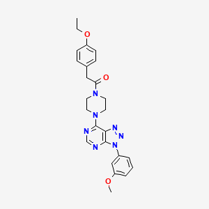 molecular formula C25H27N7O3 B2385523 2-(4-ethoxyphenyl)-1-(4-(3-(3-methoxyphenyl)-3H-[1,2,3]triazolo[4,5-d]pyrimidin-7-yl)piperazin-1-yl)ethanone CAS No. 920205-92-1