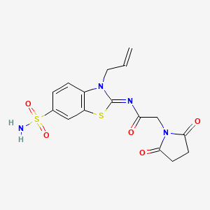 (Z)-N-(3-allyl-6-sulfamoylbenzo[d]thiazol-2(3H)-ylidene)-2-(2,5-dioxopyrrolidin-1-yl)acetamide