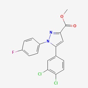 molecular formula C17H11Cl2FN2O2 B2385531 methyl 5-(3,4-dichlorophenyl)-1-(4-fluorophenyl)-1H-pyrazole-3-carboxylate CAS No. 318256-22-3