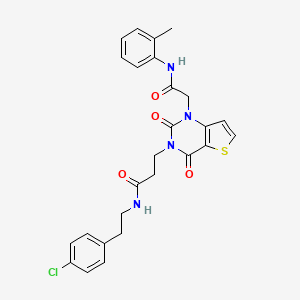 molecular formula C26H25ClN4O4S B2385537 N-[2-(4-chlorophenyl)ethyl]-3-[1-[2-(2-methylanilino)-2-oxoethyl]-2,4-dioxothieno[3,2-d]pyrimidin-3-yl]propanamide CAS No. 866016-54-8