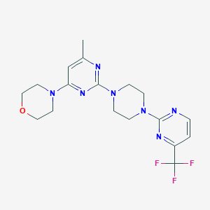 molecular formula C18H22F3N7O B2385541 4-[6-Methyl-2-[4-[4-(trifluoromethyl)pyrimidin-2-yl]piperazin-1-yl]pyrimidin-4-yl]morpholine CAS No. 2415599-27-6