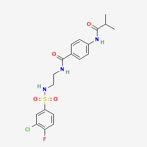 molecular formula C19H21ClFN3O4S B2385542 N-(2-(3-chloro-4-fluorophenylsulfonamido)ethyl)-4-isobutyramidobenzamide CAS No. 1091443-33-2