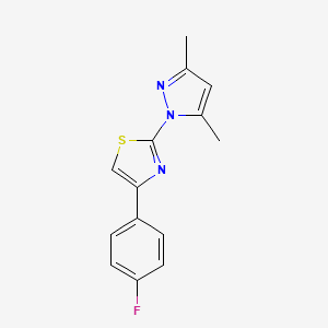 molecular formula C14H12FN3S B2385544 2-(3,5-dimethyl-1H-pyrazol-1-yl)-4-(4-fluorophenyl)-1,3-thiazole CAS No. 82100-75-2