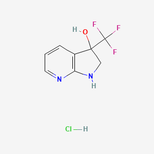 molecular formula C8H8ClF3N2O B2385557 3-(trifluoromethyl)-1H,2H,3H-pyrrolo[2,3-b]pyridin-3-ol hydrochloride CAS No. 2137774-85-5