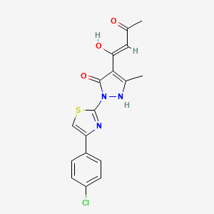 1-{1-[4-(4-chlorophenyl)-1,3-thiazol-2-yl]-5-hydroxy-3-methyl-1H-pyrazol-4-yl}-3-hydroxy-2-buten-1-one
