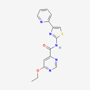 molecular formula C15H13N5O2S B2385572 6-ethoxy-N-(4-(pyridin-2-yl)thiazol-2-yl)pyrimidine-4-carboxamide CAS No. 2034580-53-3