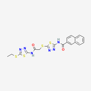 N-[5-[2-[(5-ethylsulfanyl-1,3,4-thiadiazol-2-yl)amino]-2-oxoethyl]sulfanyl-1,3,4-thiadiazol-2-yl]naphthalene-2-carboxamide
