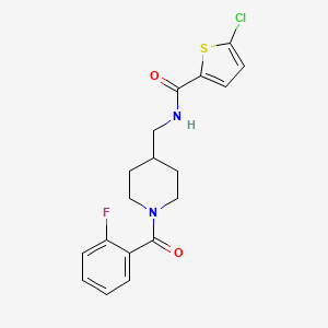 molecular formula C18H18ClFN2O2S B2385624 5-氯-N-((1-(2-氟苯甲酰)哌啶-4-基)甲基)噻吩-2-甲酰胺 CAS No. 1234945-71-1