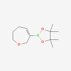molecular formula C12H21BO3 B2385628 4,4,5,5-Tetramethyl-2-(2,5,6,7-tetrahydrooxepin-3-yl)-1,3,2-dioxaborolane CAS No. 2489456-35-9